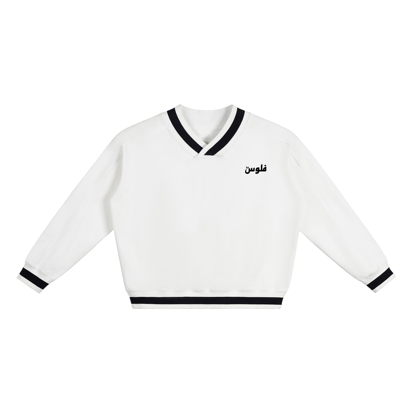 LéFloos Classic White V-Neck Boxy Sweatshirt