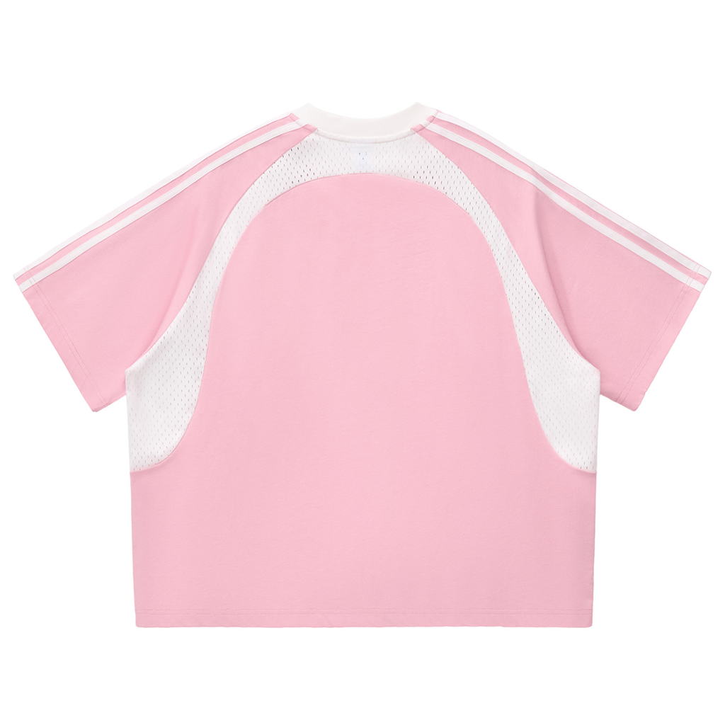 LéFloos Stripe Pink Mesh T-Shirt